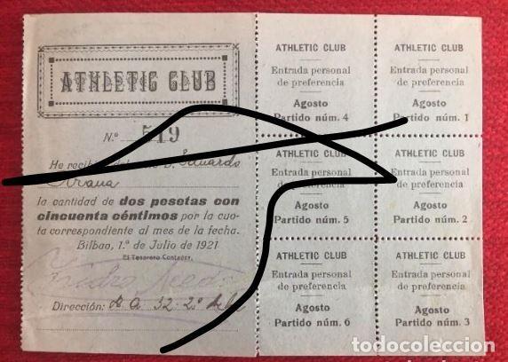 Collectionnisme sportif: R13100 CARNET SOCIO ABONADO ATHLETIC CLUB BILBAO EDUARDO ARANA MENA JULIO 1921 ISIDRO ACEDO TESORERO