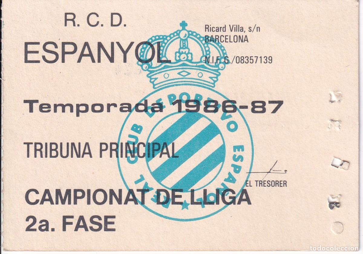 Sammelleidenschaft Sport: ANTIGUO CARNET DE SOCIO DEL ESPA&Ntilde;OL DEL A&Ntilde;O 1986-87 TRIBUNA PRINCIPAL (FUTBOL-FOOTBALL)