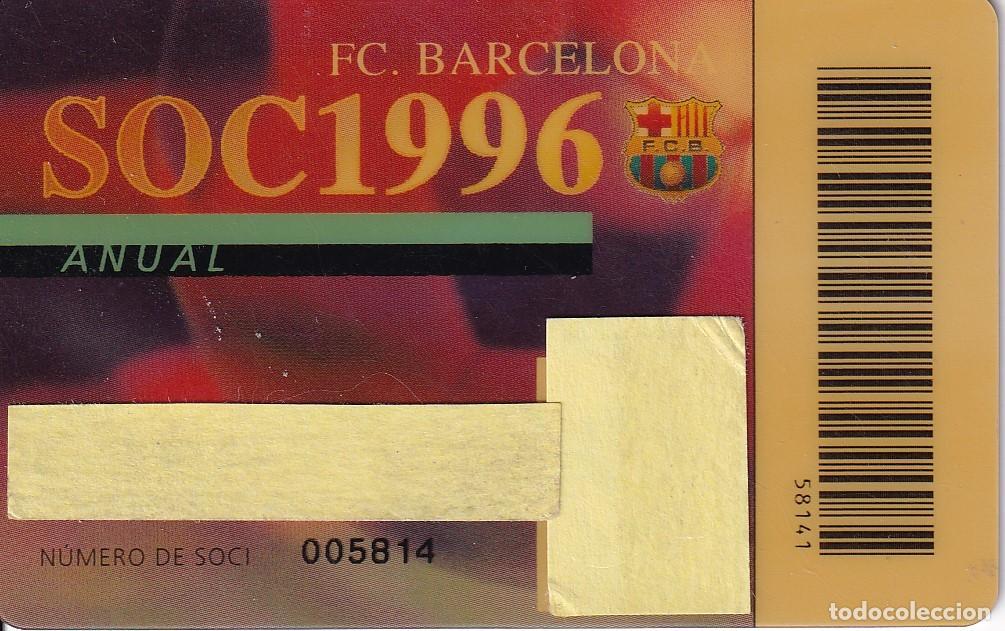 Sports collectibles: CARNET DE SOCIO DE FUTBOL CLUB BARCELONA A&Ntilde;O 1996 CON FOTO - ANUAL (FOOTBALL) BAR&Ccedil;A (LA CAIXA)