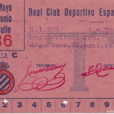 Coleccionismo deportivo: ANTIGUO CARNET DE SOCIO DEL ESPAÑOL DEL AÑO 1936 MAYO - JUNIO - JULIO (FUTBOL)