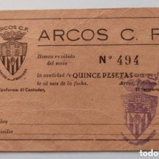 Coleccionismo deportivo: ARCOS C. F. CARTNET DOCUMENTO FEBRERO 1956
