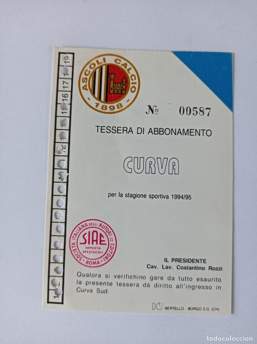 Sports collectibles: Carnet f&uacute;tbol Ascoli, Italia 1994-95