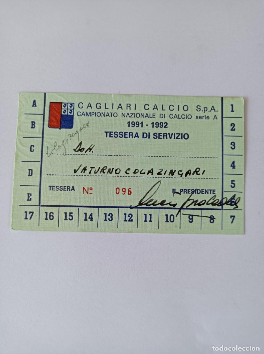Sports collectibles: Carnet f&uacute;tbol Cagliari Calcio, 1991-92