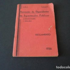 Collezionismo sportivo: UGT SEGUNDA REPUBLICA REGLAMENTO DEPENDIENTES ESPECTACULOS PUBLICOS 1936