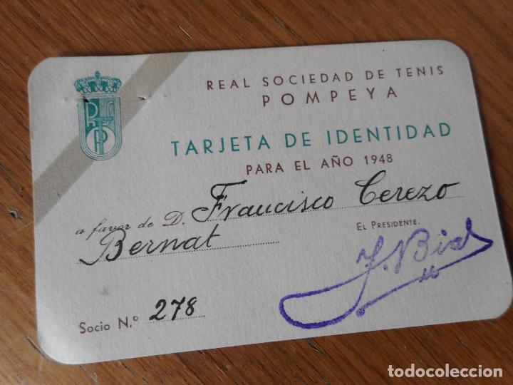 Sports collectibles: ANTIGUO CARNET SOCIO REAL SOCIEDAS DE TENIS POMPEYA. BARCELONA 1948. CEREZO BERNAT