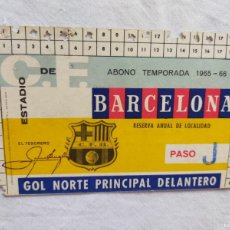 Coleccionismo deportivo: (LLL) ABONO ASIENTO FC BARCELONA AÑO/TEMPORADA 1965-66