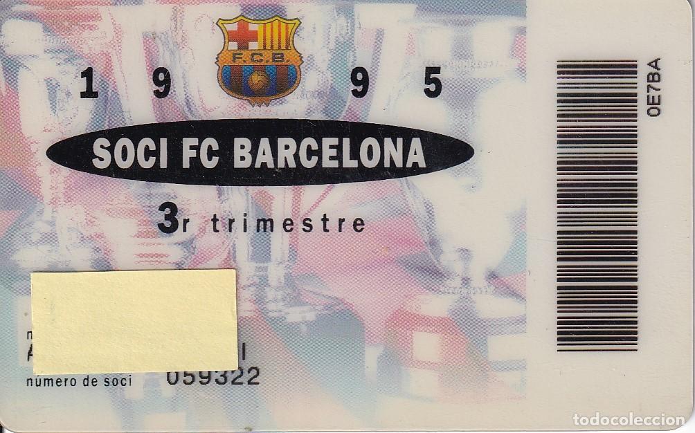 Sports collectibles: CARNET DE SOCIO DE FUTBOL CLUB BARCELONA A&Ntilde;O 1995 DEL 3&ordm; TRIMESTRE (FOOTBALL) BAR&Ccedil;A (LA CAIXA)