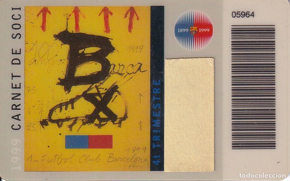 Sports collectibles: CARNET DE SOCIO DE FUTBOL CLUB BARCELONA A&Ntilde;O 1999 DEL 4&ordm; TRIMESTRE (FOOTBALL) BAR&Ccedil;A (LA CAIXA)