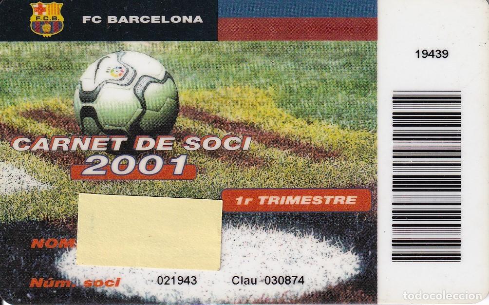 Sports collectibles: CARNET DE SOCIO DE FUTBOL CLUB BARCELONA A&Ntilde;O 2001 DEL 1&ordm; TRIMESTRE (FOOTBALL) BAR&Ccedil;A (LA CAIXA)