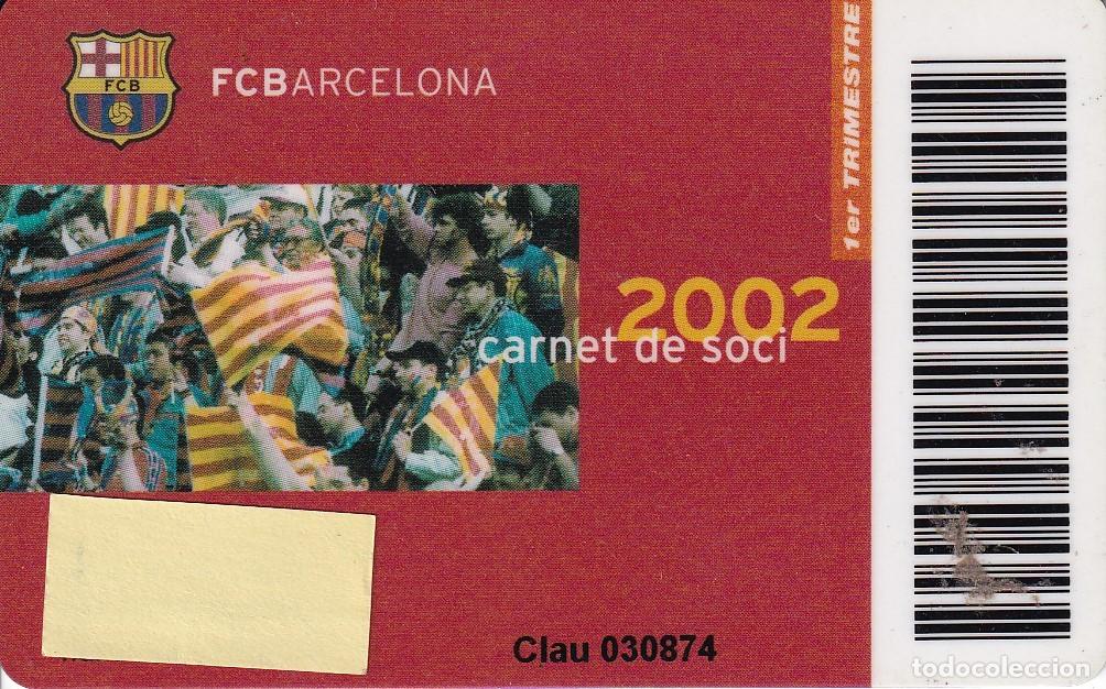 Sports collectibles: CARNET DE SOCIO DE FUTBOL CLUB BARCELONA A&Ntilde;O 2002 DEL 1&ordm; TRIMESTRE (FOOTBALL) BAR&Ccedil;A (LA CAIXA)