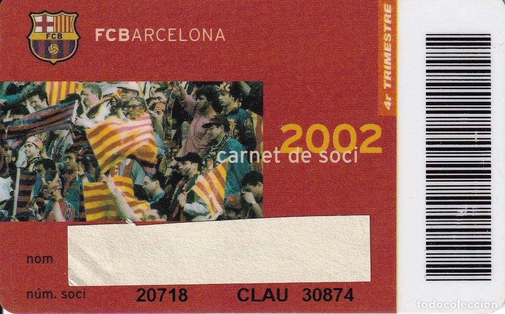 Sports collectibles: DUPLICAT - CARNET DE SOCIO DE FUTBOL CLUB BARCELONA A&Ntilde;O 2002 DEL 4&ordm; TRIMESTRE (FOOTBALL) LA CAIXA)