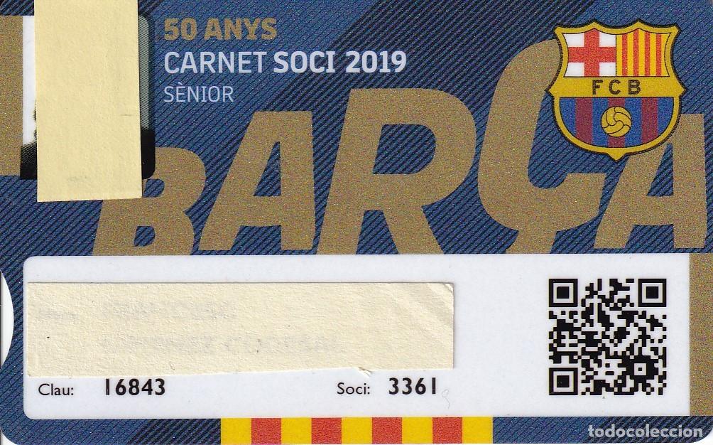Sports collectibles: CARNET SOCIO DEL FUTBOL CLUB BARCELONA TEMPORADA 2019 SENIOR - 50 ANYS - BAR&Ccedil;A LETRAS DORADAS