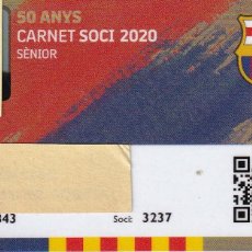 Coleccionismo deportivo: CARNET DE SOCIO DE FUTBOL CLUB BARCELONA TEMPORADA 2020 50 ANYS -SENIOR (CAIXA-NIKE-ESTRELLA-RAKUTEN