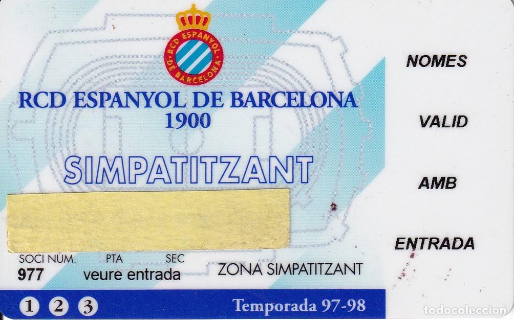 Sports collectibles: CARNET DEL DEPORTIVO ESPA&Ntilde;OL DEL A&Ntilde;O 1997/98 SIMPATITZANT (FUTBOL-FOOTBALL) ESPANYOL