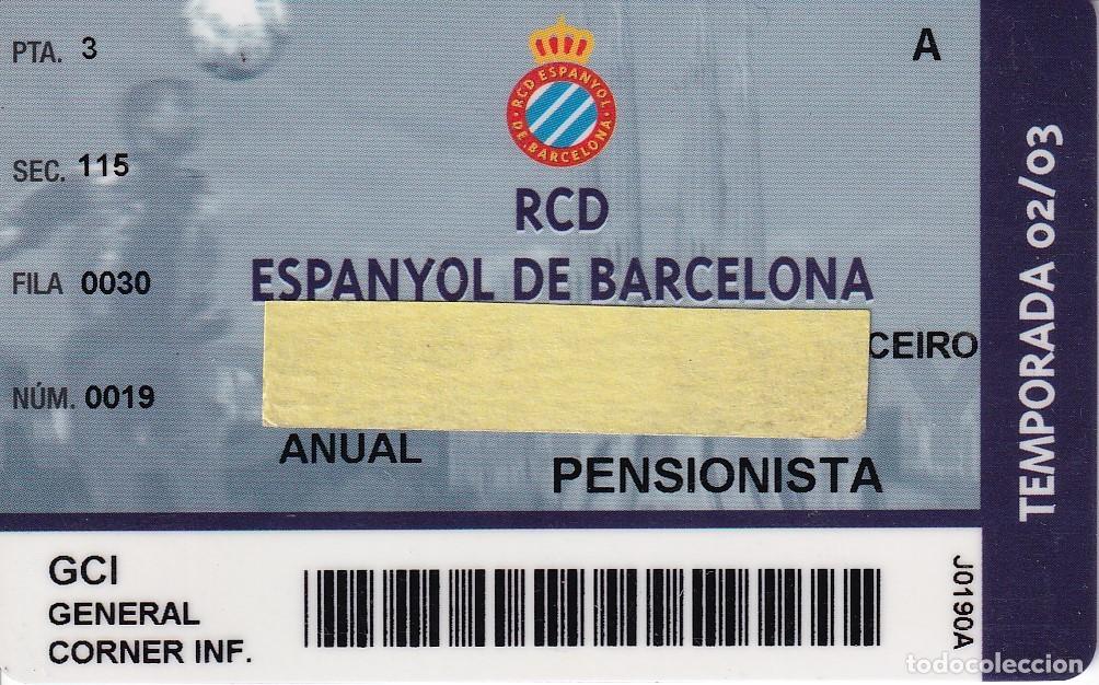 Sammelleidenschaft Sport: CARNET DEL DEPORTIVO ESPA&Ntilde;OL DEL A&Ntilde;O 2002/03 PENSIONISTA (FUTBOL-FOOTBALL) ESPANYOL