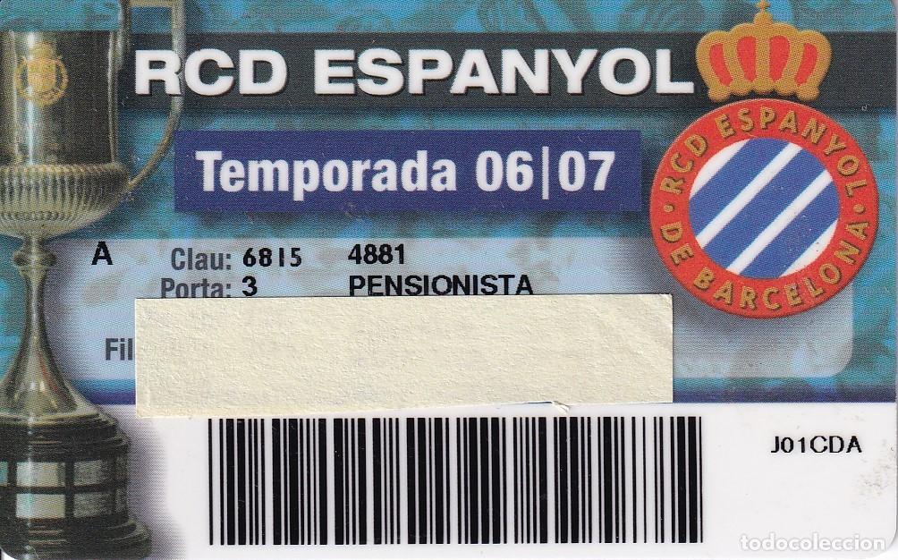 Sports collectibles: CARNET DEL DEPORTIVO ESPA&Ntilde;OL DEL A&Ntilde;O 2006/07 PENSIONISTA (FUTBOL-FOOTBALL) ESPANYOL