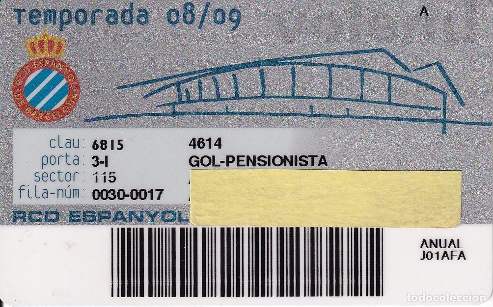Sammelleidenschaft Sport: CARNET DEL DEPORTIVO ESPA&Ntilde;OL DEL A&Ntilde;O 2008/09 PENSIONISTA (FUTBOL-FOOTBALL) ESPANYOL