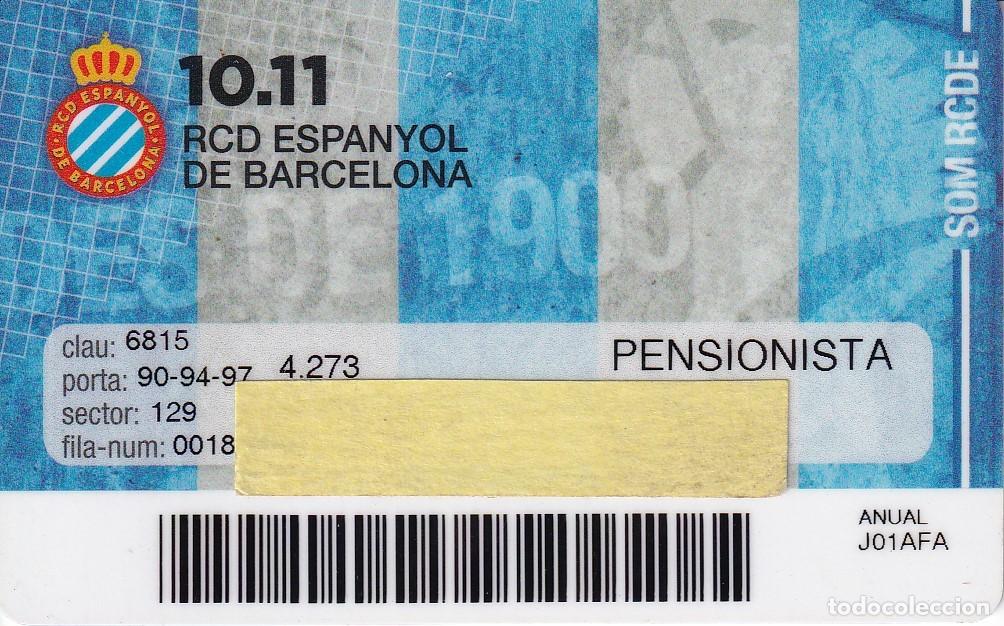 Sammelleidenschaft Sport: CARNET DEL DEPORTIVO ESPA&Ntilde;OL DEL A&Ntilde;O 2010/11 PENSIONISTA (FUTBOL-FOOTBALL) ESPANYOL