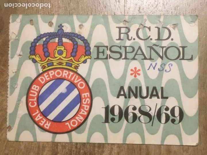 Coleccionismo deportivo: real club deportivo espa&ntilde;ol carnet de socio 1968 1969
