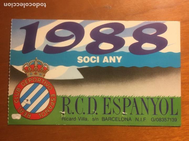 Sports collectibles: real club deportivo espa&ntilde;ol 1988 88 carnet original antiguo