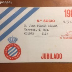 Coleccionismo deportivo: REAL CLUB DEPORTIVO ESPAÑOL 1982 CARNET JUBILADO ORIGINAL ANTIGUO