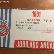 Coleccionismo deportivo: REAL CLUB DEPORTIVO ESPAÑOL 1981 CARNET JUBILADO ORIGINAL ANTIGUO