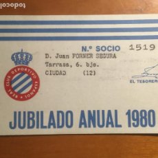 Coleccionismo deportivo: REAL CLUB DEPORTIVO ESPAÑOL 1980 CARNET JUBILADO ORIGINAL ANTIGUO