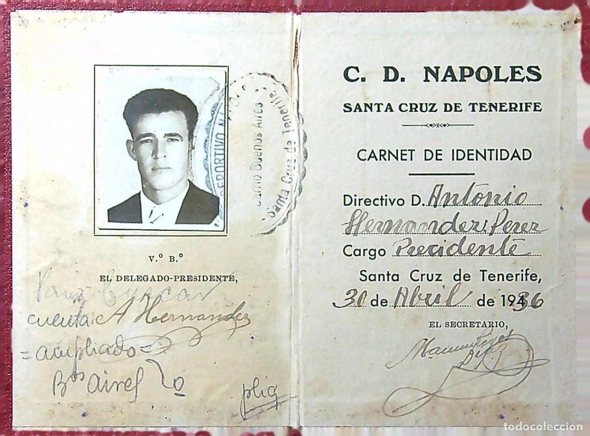 Sports collectibles: CARNET DE IDENTIDAD C. D. NAPOLES - SANTA CRUZ DE TENERIFE - CANARIAS