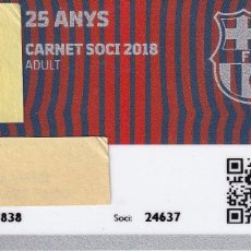 Coleccionismo deportivo: CARNET DE SOCIO DE FUTBOL CLUB BARCELONA TEMPORADA 2018 - 25 ANYS ADULT - BARÇA (CAIXA-NIKE-AUDI-