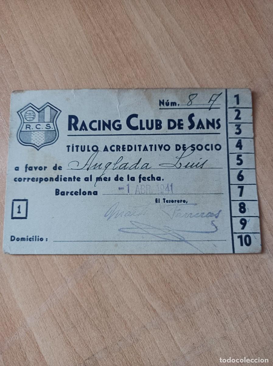 Sammelleidenschaft Sport: Carnet R&aacute;cing Club de Sans 1941