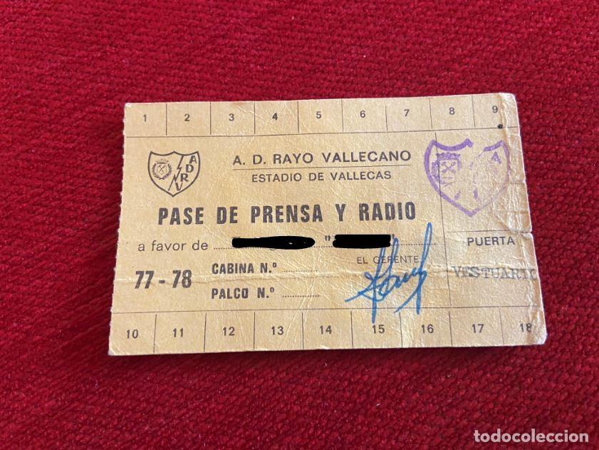 Collezionismo sportivo: R25711 CARNET PASE DE PRENSA RAYO VALLECANO ESTADIO VALLECAS 77 78 1977 1978 PRIMERA VEZ 1&ordf; DIVISION