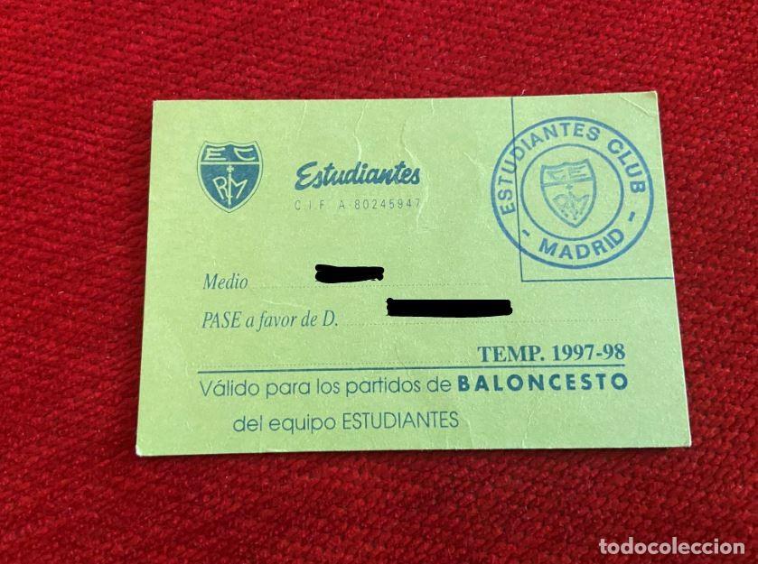 Sammelleidenschaft Sport: R25743 CARNET DE BALONCESTO ESTUDIANTES TEMPORADA 1997 1998 SOCIO ABONO