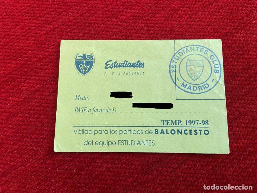 Sammelleidenschaft Sport: R25765 CARNET BALONCESTO ESTUDIANTES TEMPORADA 97 98 1997 1998 ABONO SOCIO
