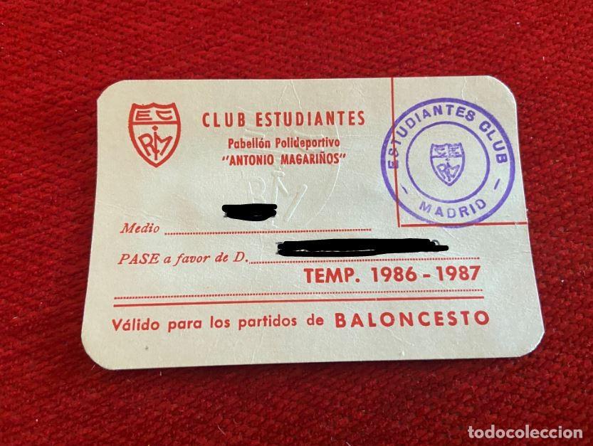 Sammelleidenschaft Sport: R25809 CARNET BALONCESTO ESTUDIANTES TEMPORADA 86 87 1986 1987 ABONO SOCIO