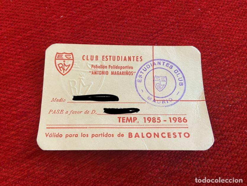 Sammelleidenschaft Sport: R25811 CARNET BALONCESTO ESTUDIANTES TEMPORADA 85 86 1985 1986 ABONO SOCIO