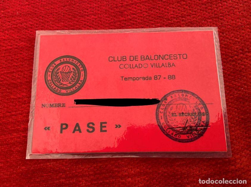 Sammelleidenschaft Sport: R25858 ACREDITACION PASE CARNET CLUB DE BALONCESTO COLLADO VILLALBA TEMPORADA 87 88 1987 1988