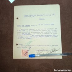 Coleccionismo deportivo: NOTA DE ABONO HIJOS DE ANTONIO ZAMORA Y CÍA Y PERFUMERÍAS GAL 1952
