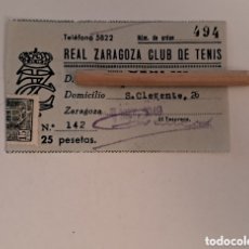 Coleccionismo deportivo: CARNET REAL ZARAGOZA CLUB DE TENIS 1949