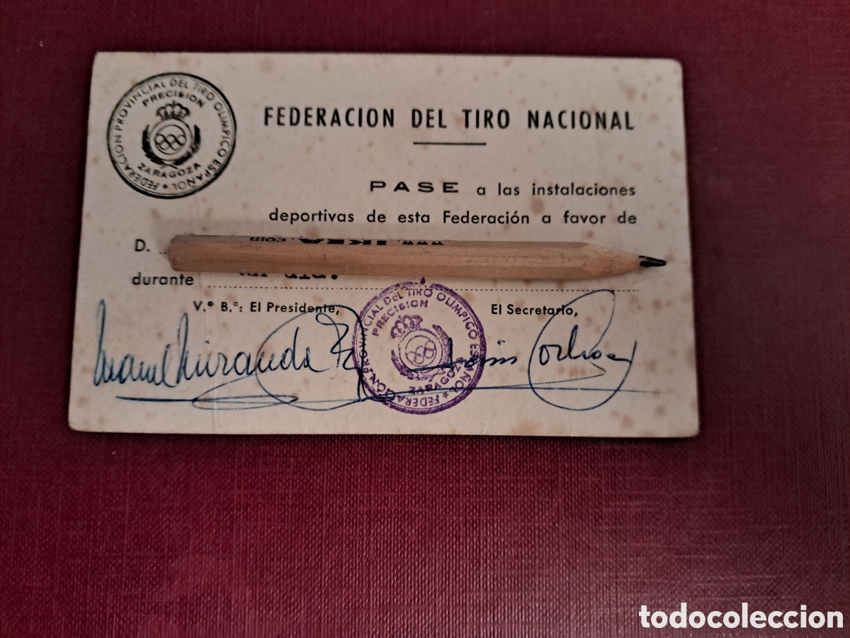 Sammelleidenschaft Sport: Pase Federaci&oacute;n del tiro Nacional