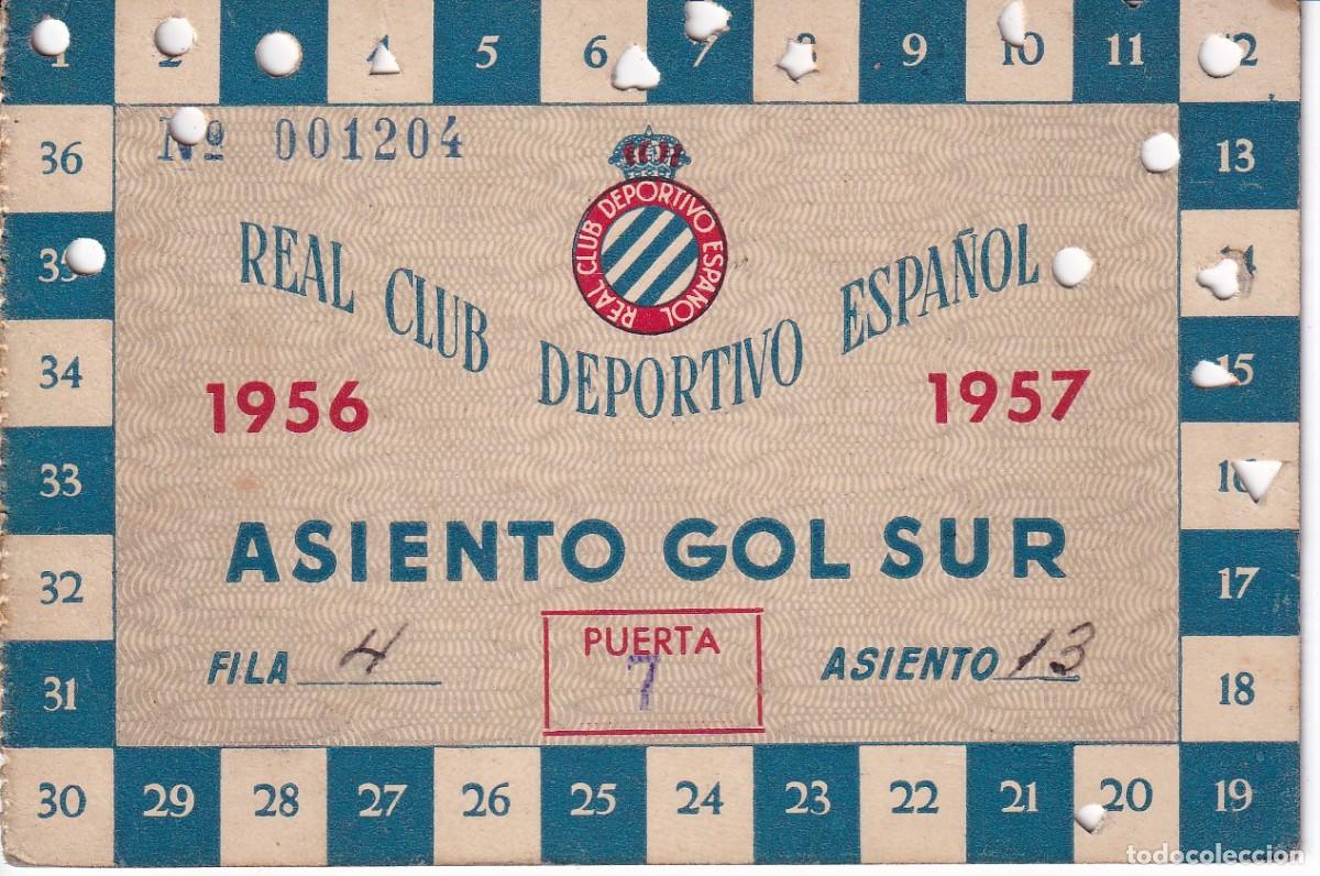 Sports collectibles: CARNET DE FUTBOL REAL CLUB DEPORTIVO ESPA&Ntilde;OL TEMPORADA 1956-1957 (ASIENTO GOL SUR)