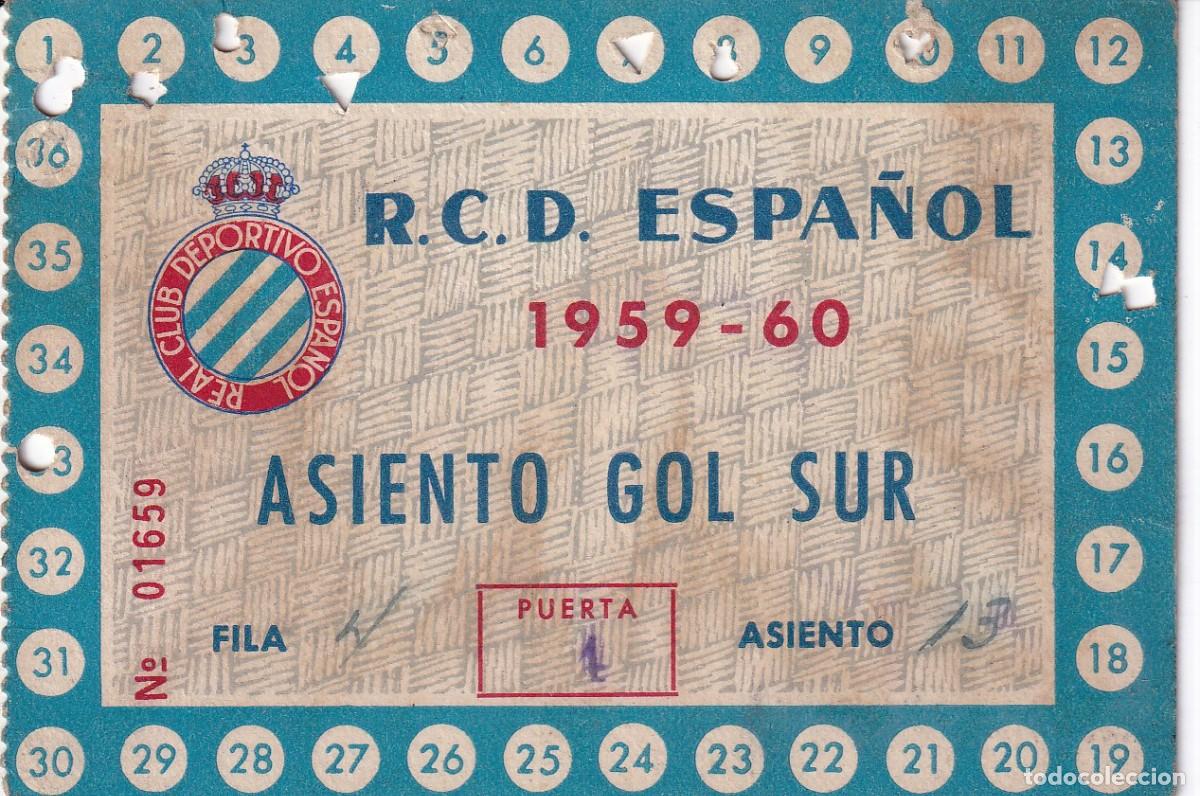 Sports collectibles: CARNET DE FUTBOL REAL CLUB DEPORTIVO ESPA&Ntilde;OL TEMPORADA 1959-1960 (ASIENTO GOL SUR)