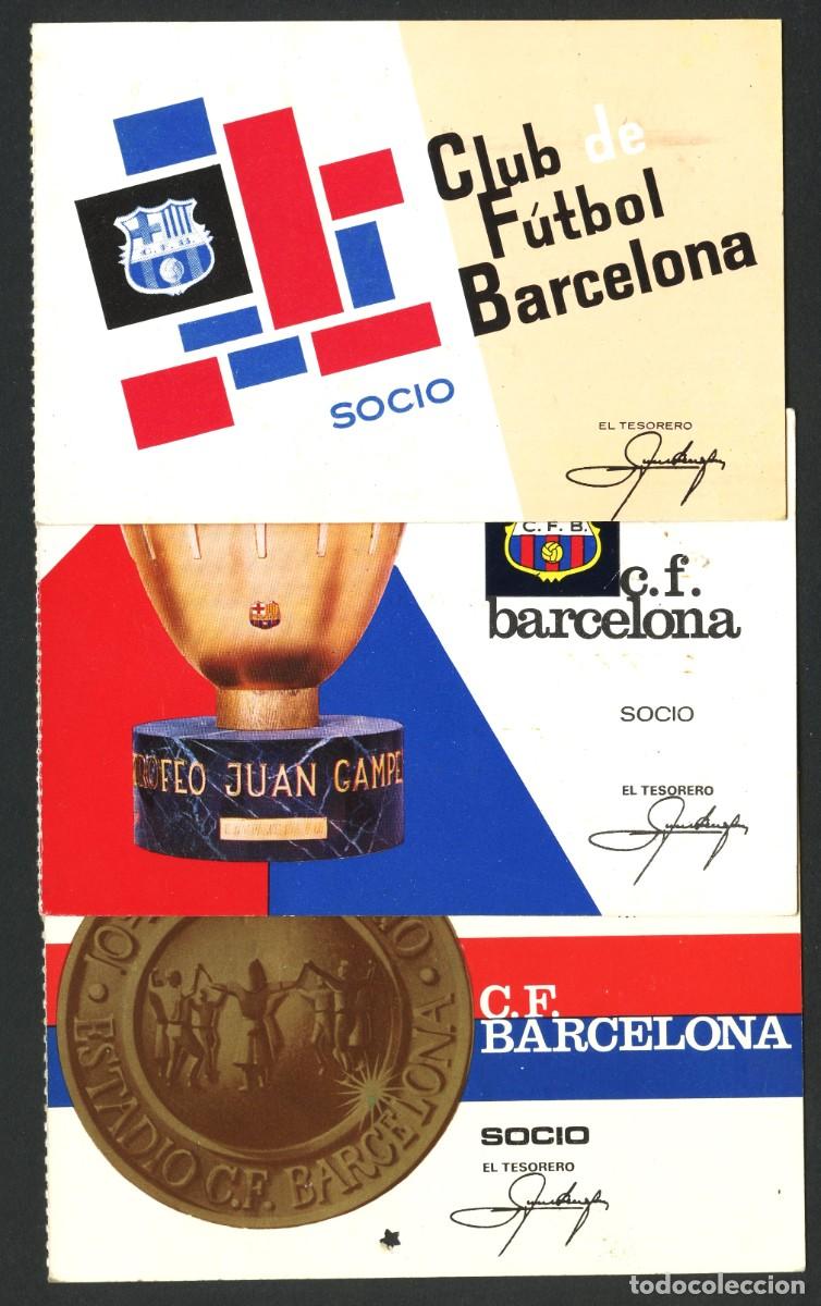 Sports collectibles: F&Uacute;TBOL, CARNET, ABONOS, CLUB F&Uacute;TBOL BARCELONA, 1966, 1967, 1968, 3 CARNETS