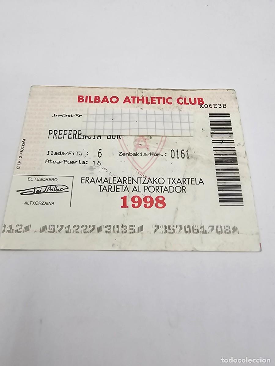 Sports collectibles: Pase abono carnet futbol pa&iacute;s vasco Athletic club bilbao 1998 preferencia sur algo fatigado