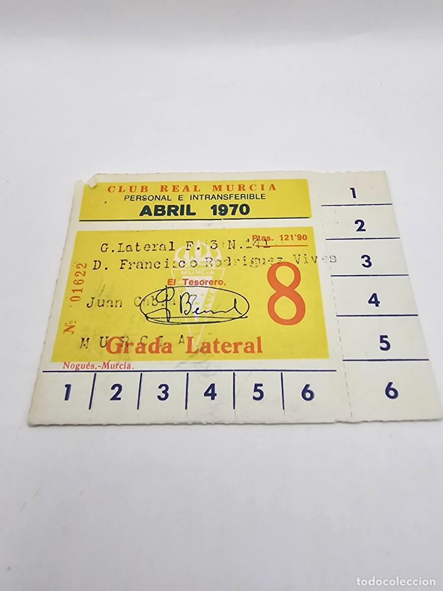Sports collectibles: Pase abono carnet futbol club Real Murcia 1970 abril