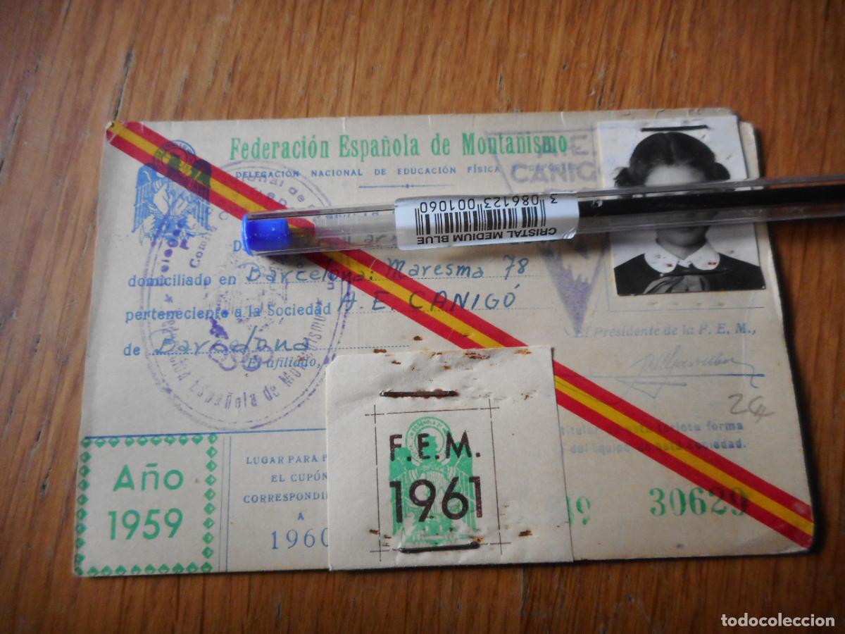 Sports collectibles: ANTIGUO CARNET FEDERACION ESPA&Ntilde;OLA MONTA&Ntilde;ISMO. SOCIEDAD CANIG&Oacute; BARCELONA 1961