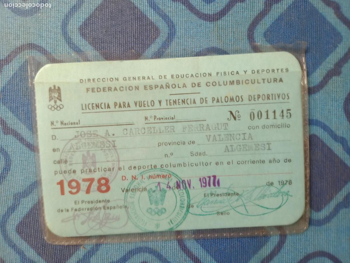 Sports collectibles: Valencia. Carnet de colombicultura, palomos deportivos