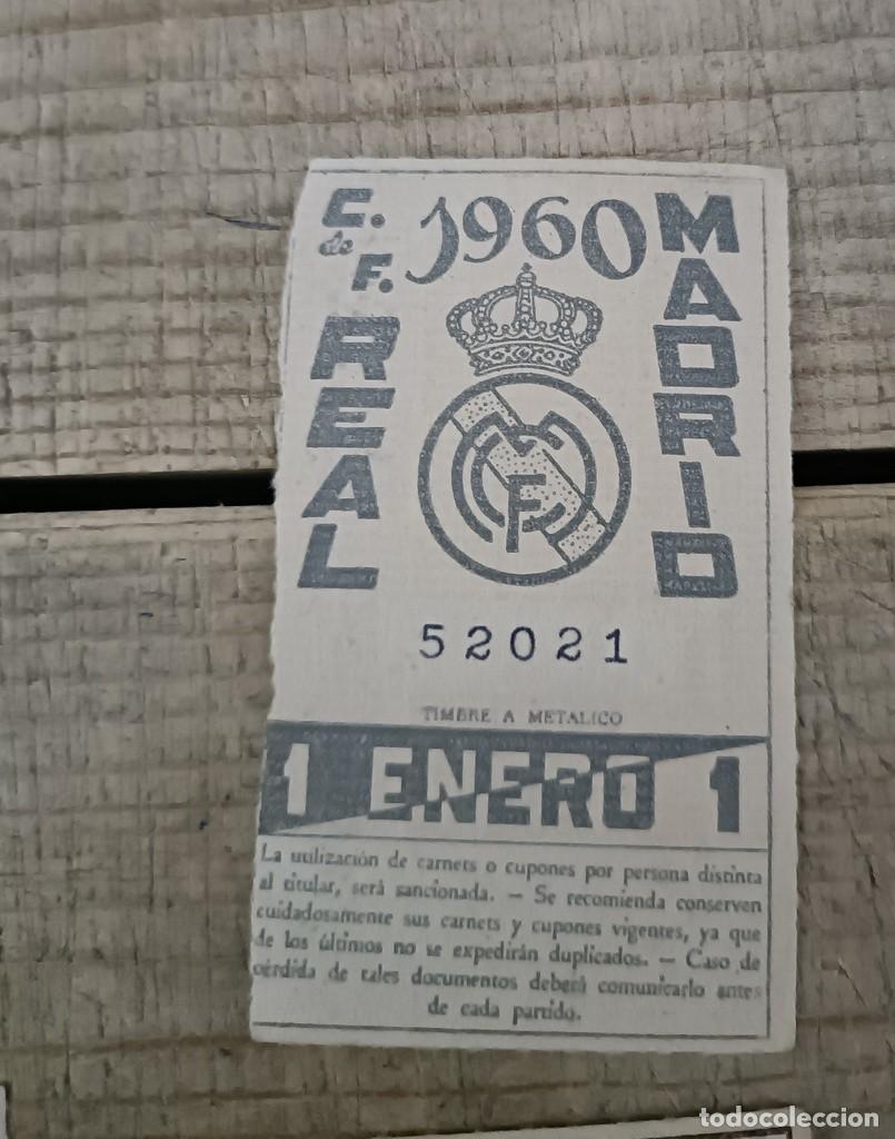 Sports collectibles: REAL MADRID - CUP&Oacute;N / ENTRADA SOCIO - ENERO 1960