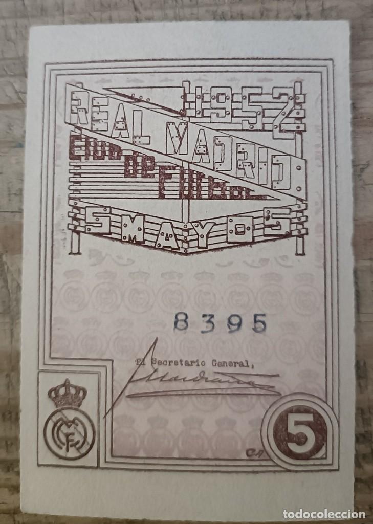 Sports collectibles: REAL MADRID - CUP&Oacute;N / ENTRADA SOCIO - MAYO 1952