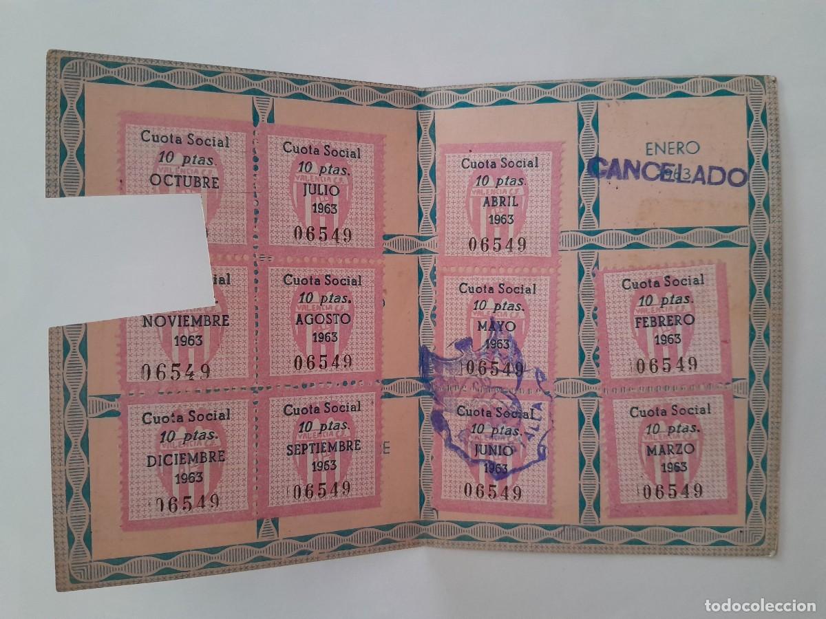 Sports collectibles: ANTIGUO PASE CARNET SOCIO VALENCIA CLUB DE FUTBOL A&Ntilde;O 1963 RV