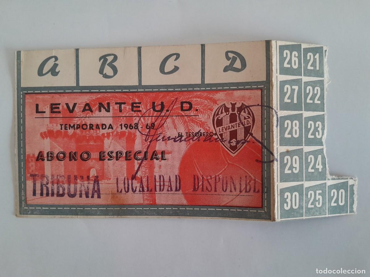 Sammelleidenschaft Sport: ANTIGUO ABONO ESPECIAL TRIBUNA LEVANTE U D FUTBOL TEMPORADA 1968 69